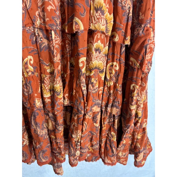 Spell & The Gypsy Collective Sundown Boho Gown Women Size S Orange Paisley Maxi - Picture 11 of 14